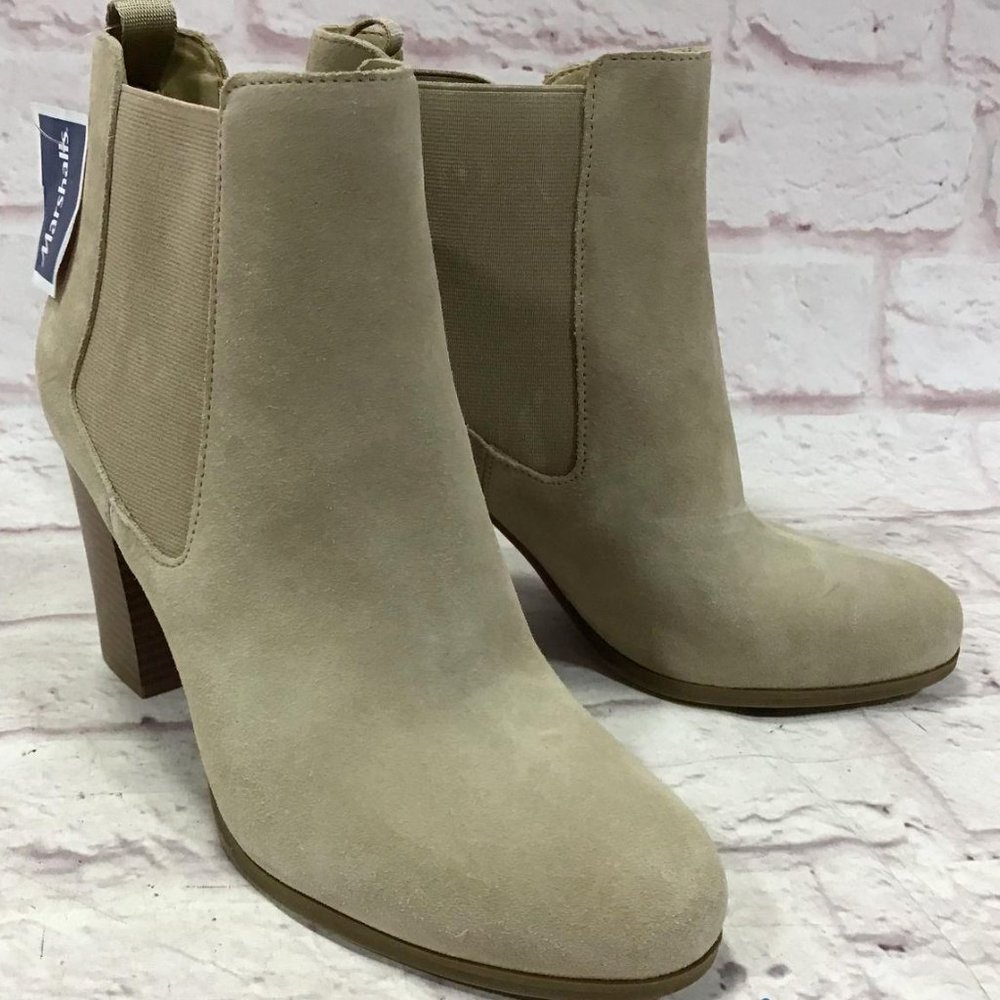 Michael Kors Lottie SG22C Women Tan Suede Round Toe Ankle Chelsea Boots Size 9 M